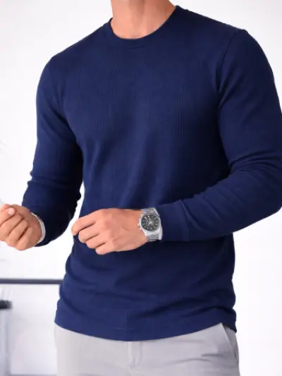 Navy Blue - Thermal Full Sleeve T-shirt